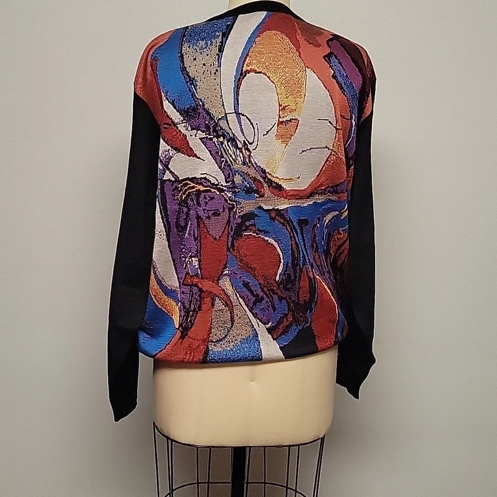 St. Croix Art Sweater Colorful Abstract 2009 Cotton Silk